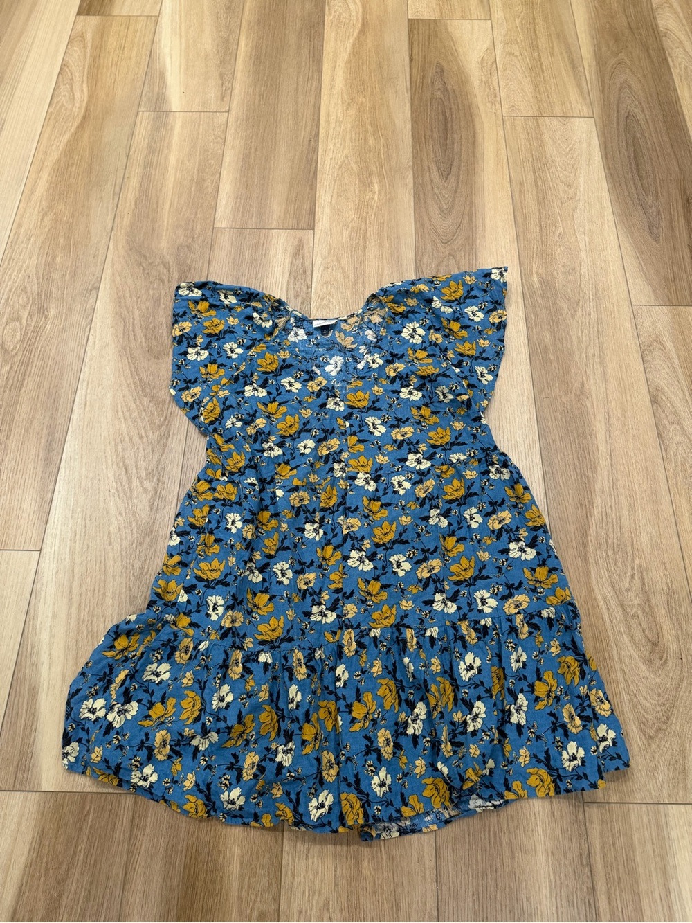 Universal Thread Blue Floral Ruffle Hem Dress